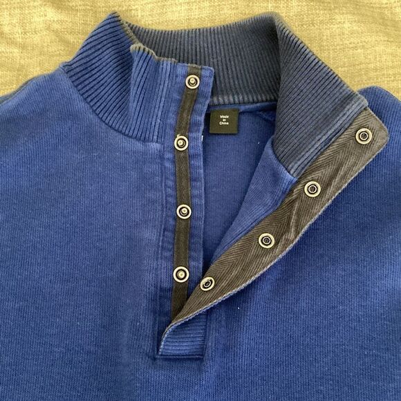 Hugo Boss Mens Navy Long Sleeve Cotton Sweater with Mock Neck. Size Medium. - Picture 3 of 9